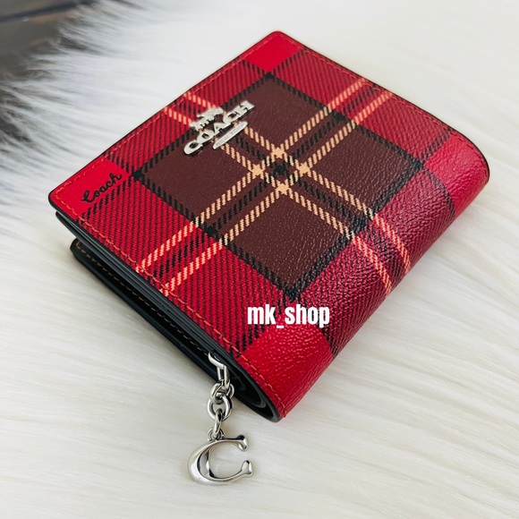 COACH Tartar Plaid Print Snap Wallet - Picture 2 of 16